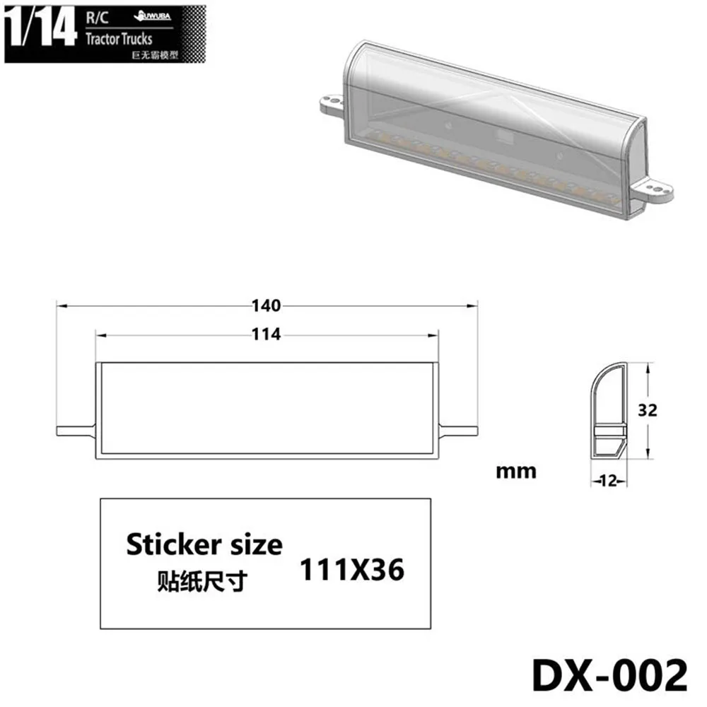 RC Truck LED Roof Sun Visor Light Advertising Light Boxes Parts for 1/14 Tamiya Tipper SCANIA R470 R620 R730 DIY