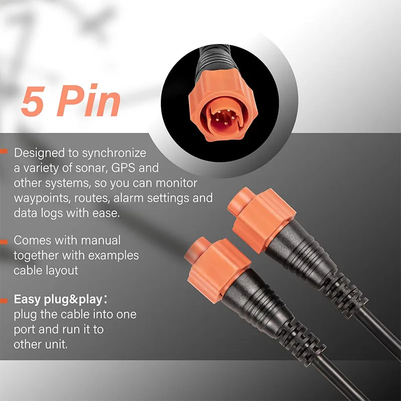 0127-51 Boat Ethernet Crossover Cable 6ft(1.8m) ETHEXT-6YL 5-Pin 3005.6855 Network Cable Fit for Most Lowrance Devices