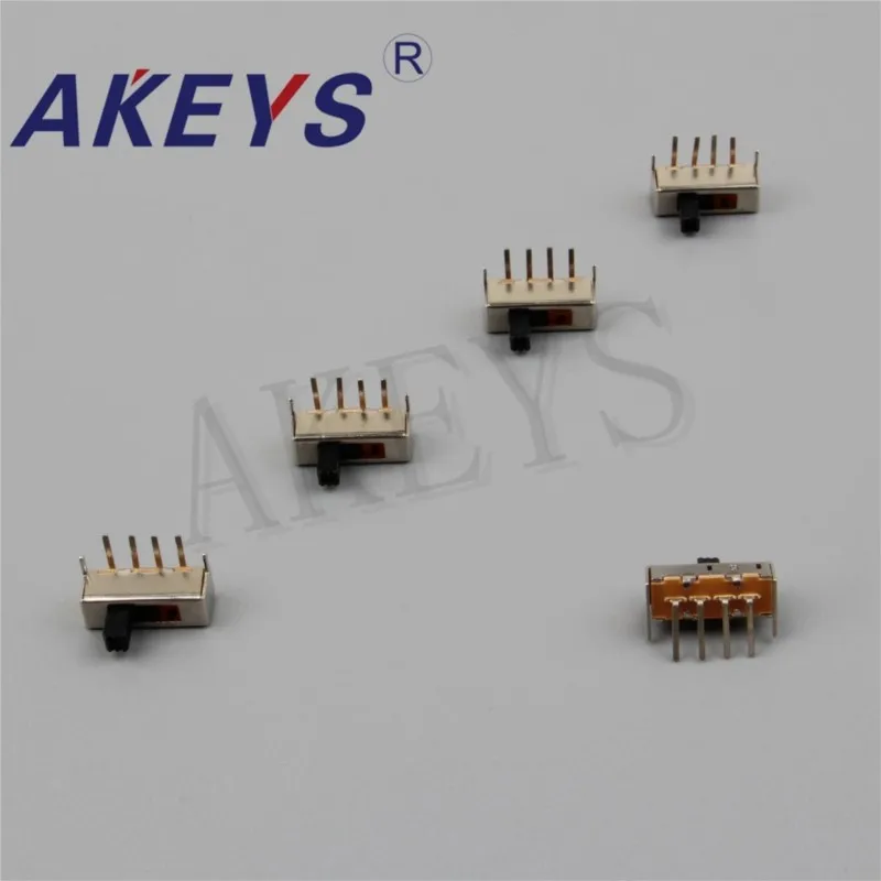 10PCS SS-13F24 1P3T-G4/G8 Single pole three throw 3 Position slide switch DIP 4 pin verticle type bend pin with 2 fixed pin