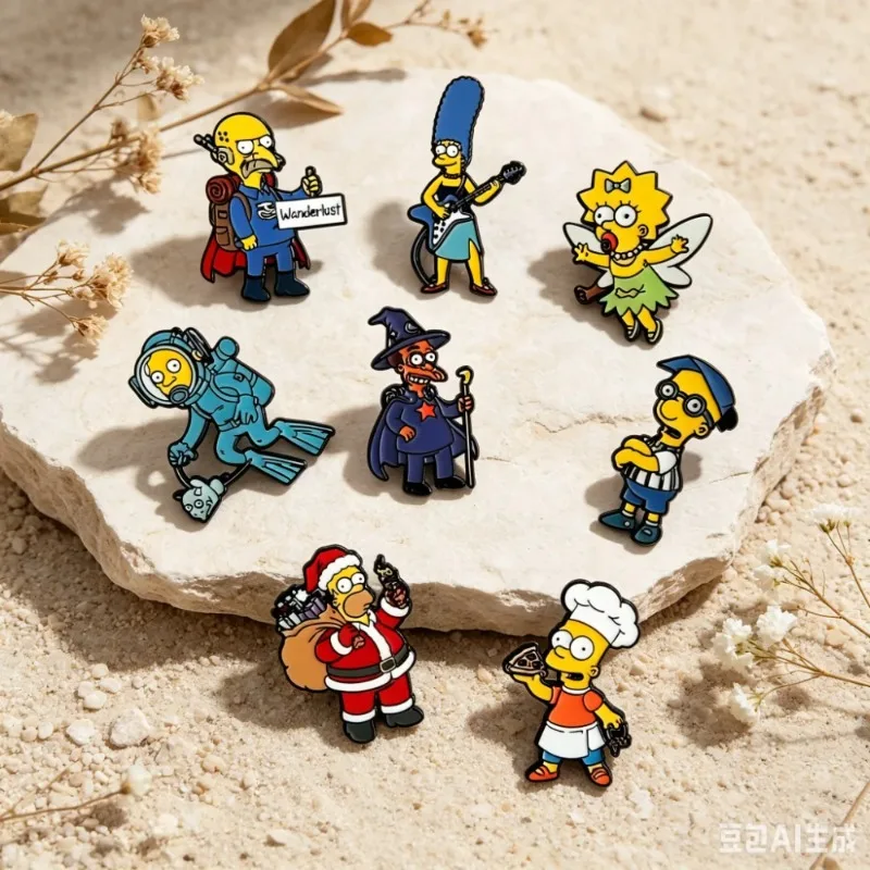 8Pcs Anime Simpsons Brooch Maggie and Homer Cute Badges Cartoon Animated Character Badges Costumes Student Backpacks Accessories