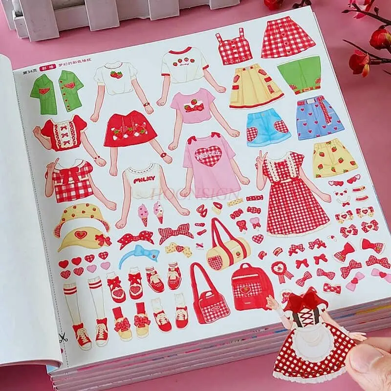 1book Dress up sticker book for girls aged 3 to 6, makeup stickers for girls, children's cross dressing, fashion show stickers