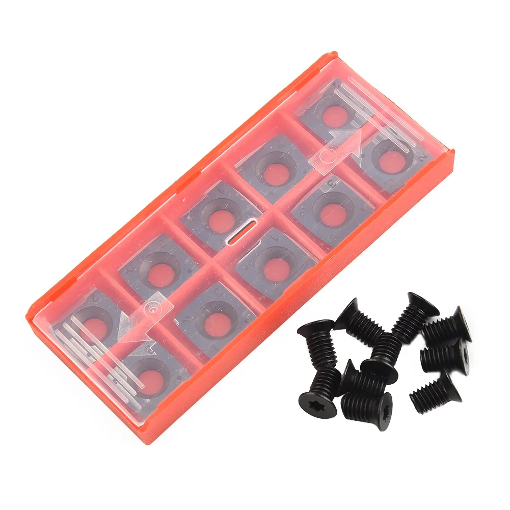 Set of 10 15x15x2 5mm R150 Square Carbide Cutter Inserts with Screws for Spiral Wood Planer Head and CNC Woodworking