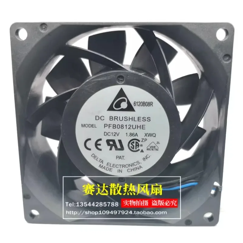 New CPU Fan for DELTA PFB0812UHE 8038 12V 1.86A Three wire Violent Cooling Fan 80*80*38mm