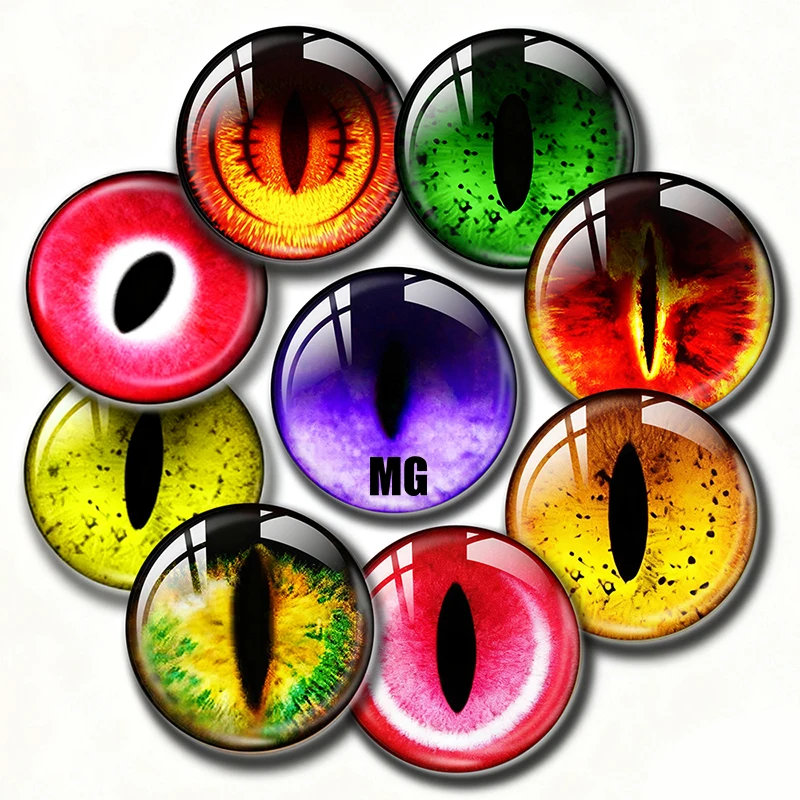 8mm 10mm 12mm 20mm 25mm 30mm 35mm 50mm Photo Glass Cabochon Settings Round DIY Jewelry Accessories Cameo Colorful Animal Eyes