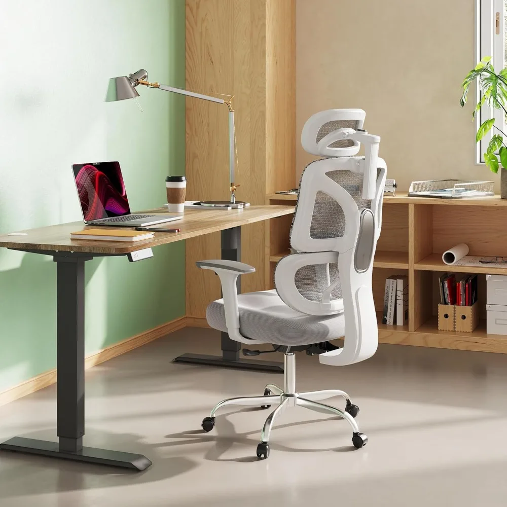Office Chair Big and Tall Reclining Ergonomic Desk Chair for Long Hours, Comfy Breathable Mesh, Adjustable Armrests