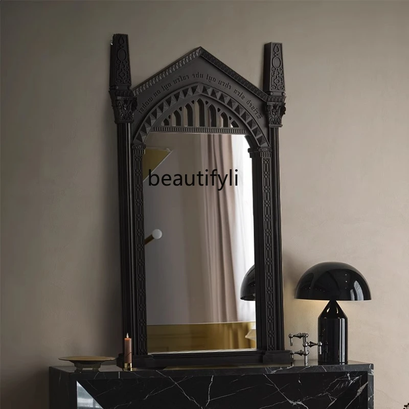 

Modern background horizontal carved decorative mirror retro wall wall mirror