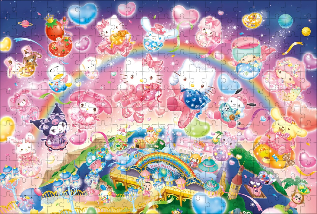 Sanrio Puroland Cartoon Puzzle Hello Kitty My Melody Kuromi Cinnamoroll Little Twin Stars 35/300/500/1000 Pieces Jigsaw Puzzles