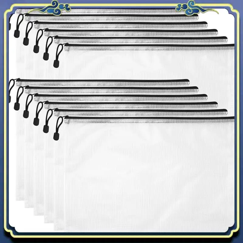 Teczka A86P-12PCS A3, plastikowa teczka z zamkiem błyskawicznym, siatkowa teczka na dokumenty, portfel z zamkiem błyskawicznym