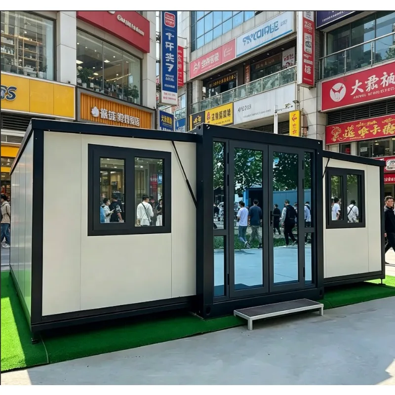 20ft Expandable Container House Commercial Store Prefab Mobile Shop with Anti-Corrosion for Small Business