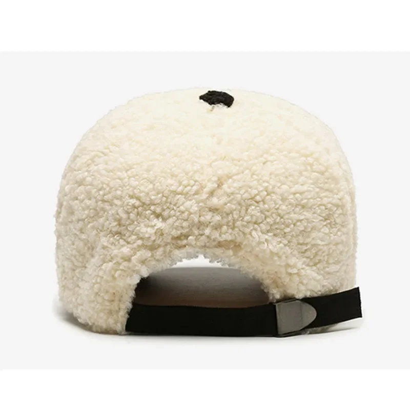 Chapeaux d'hiver pour femmes, casquette de Baseball chaude en poils d'agneau, mode brodée, personnalité Hip-hop, casquettes de fête, taille réglable, chapeau pour filles
