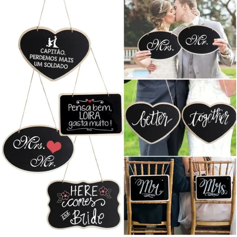 Rustic Wedding Wooden Blackboard Mr Mrs Bridal Shower Decoration Photobooth Birthday Party DIY Home Decor Sign Message Board