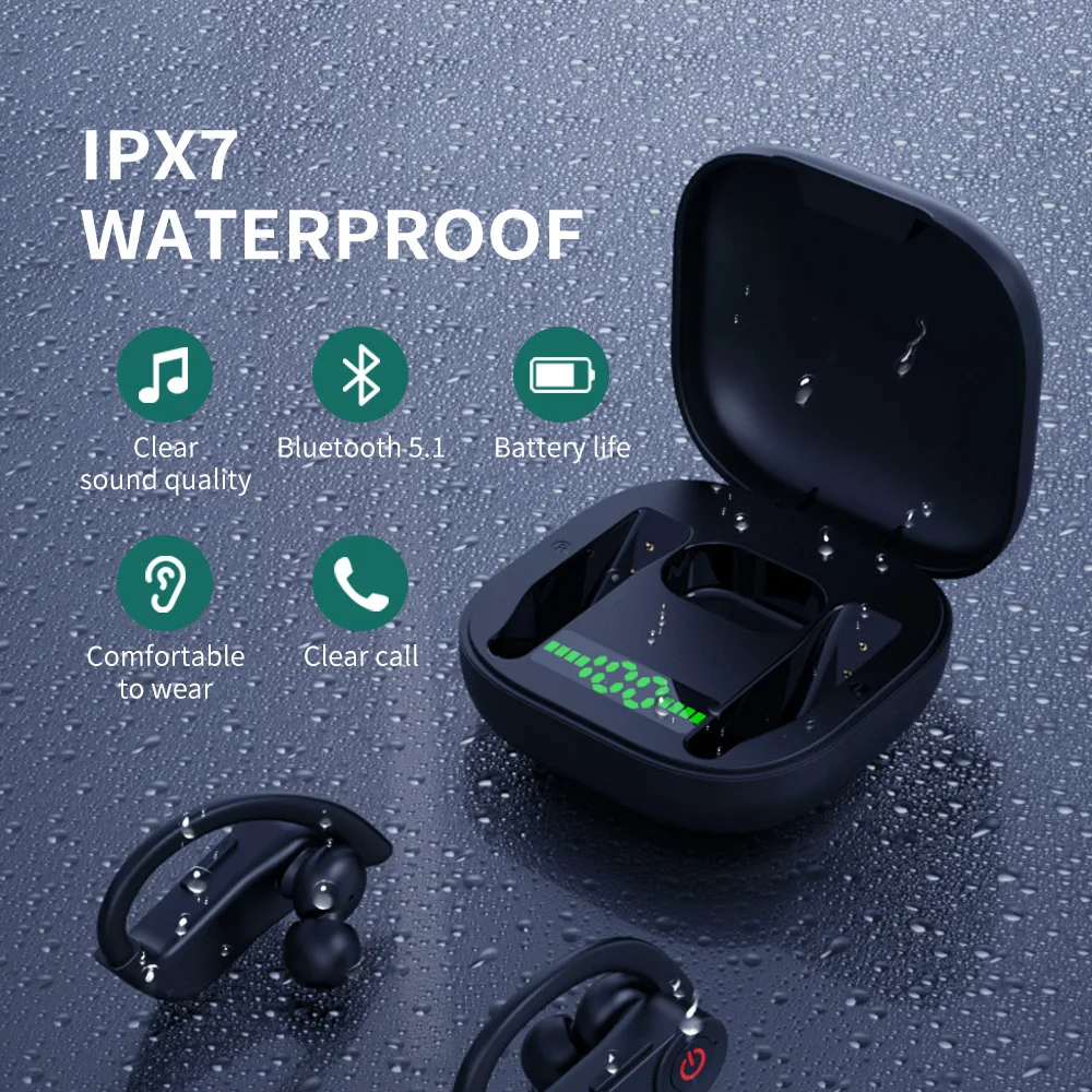 Wireless Headphones Bluetooth Earphone HBQ-Q62-7 Waterproof Sweatproof Sports Headset Earbuds Earpiece