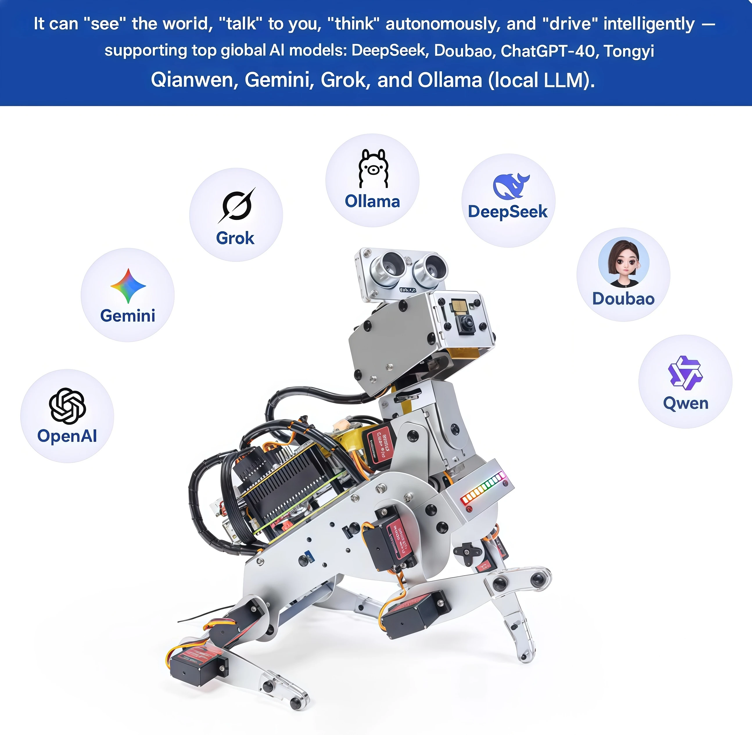 Brand new original SunFounder Raspberry Pi 5/4/3B+/Zero 2w AI Programming Aluminum Alloy Robot Dog PiDog