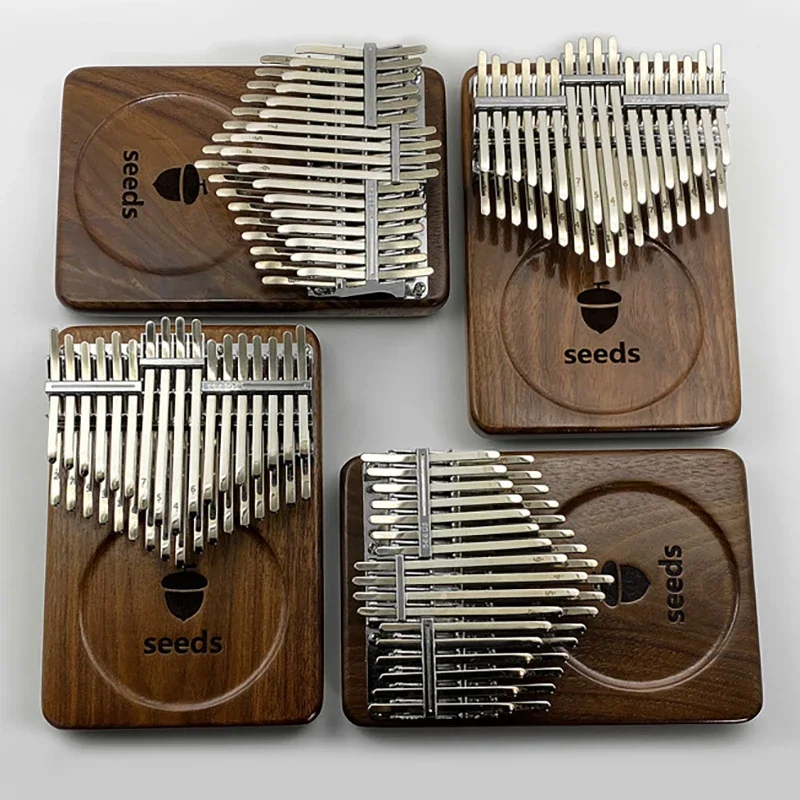 Seeds Chromatic Kalimba 34 Key C Tone Black Walnut Double Layer Thumb Piano Portable Kalimbas Musical Keyboard Instrument Gifts