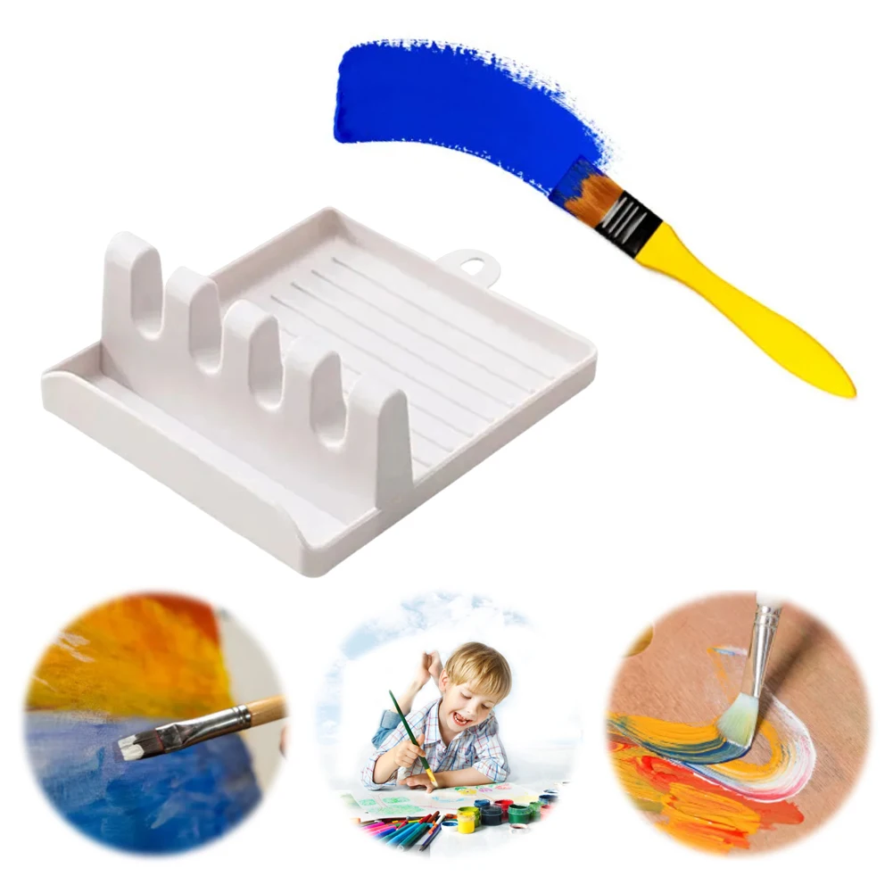 

4 Slots Art Brush Holder Oil Painting Brush Holder for Beginners (White)