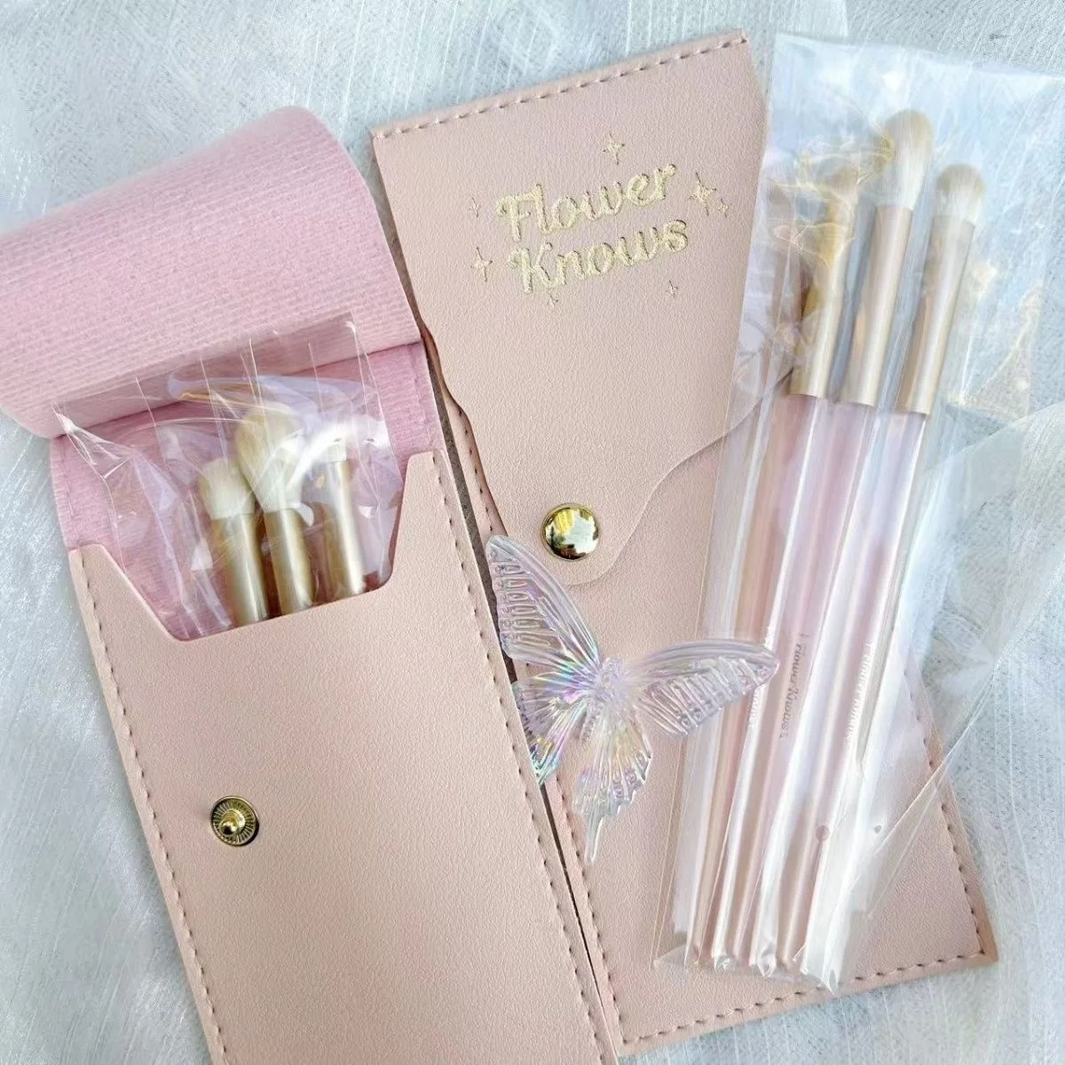 Flor sabe pequeno anjo paleta de sombra mão espelho escova conjunto delicado brilho fosco shimmer flowerkrentes edens anjo sombras