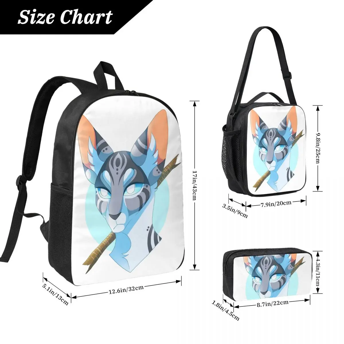 Jayfeather And Stick Backpack Student Boys Girls BookBag School Bag Laptop Shoulder Bags 3ps Insulated Lunch Bag Pencil Case