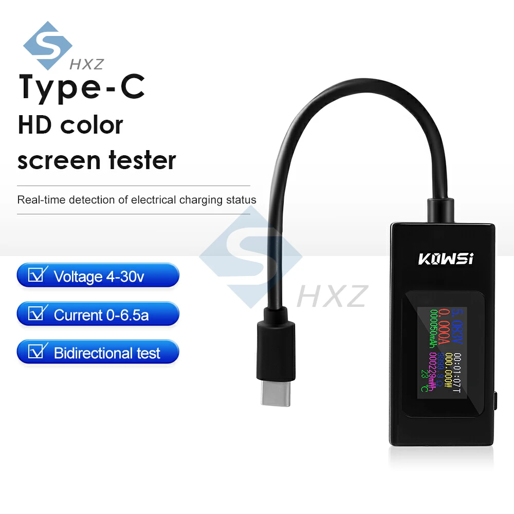 

Тестер постоянного тока Type-C 4-30 В, измеритель напряжения, цифровой амперметр, 6,5 А, измеритель тока, энергии, зарядное устройство, детектор, 2-ходовой тест