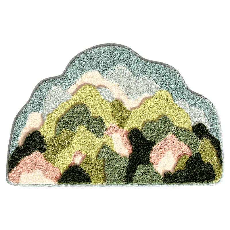

Moss carpet bedroom flocked room drop-proof bedside blanket irregular home living room floor mat