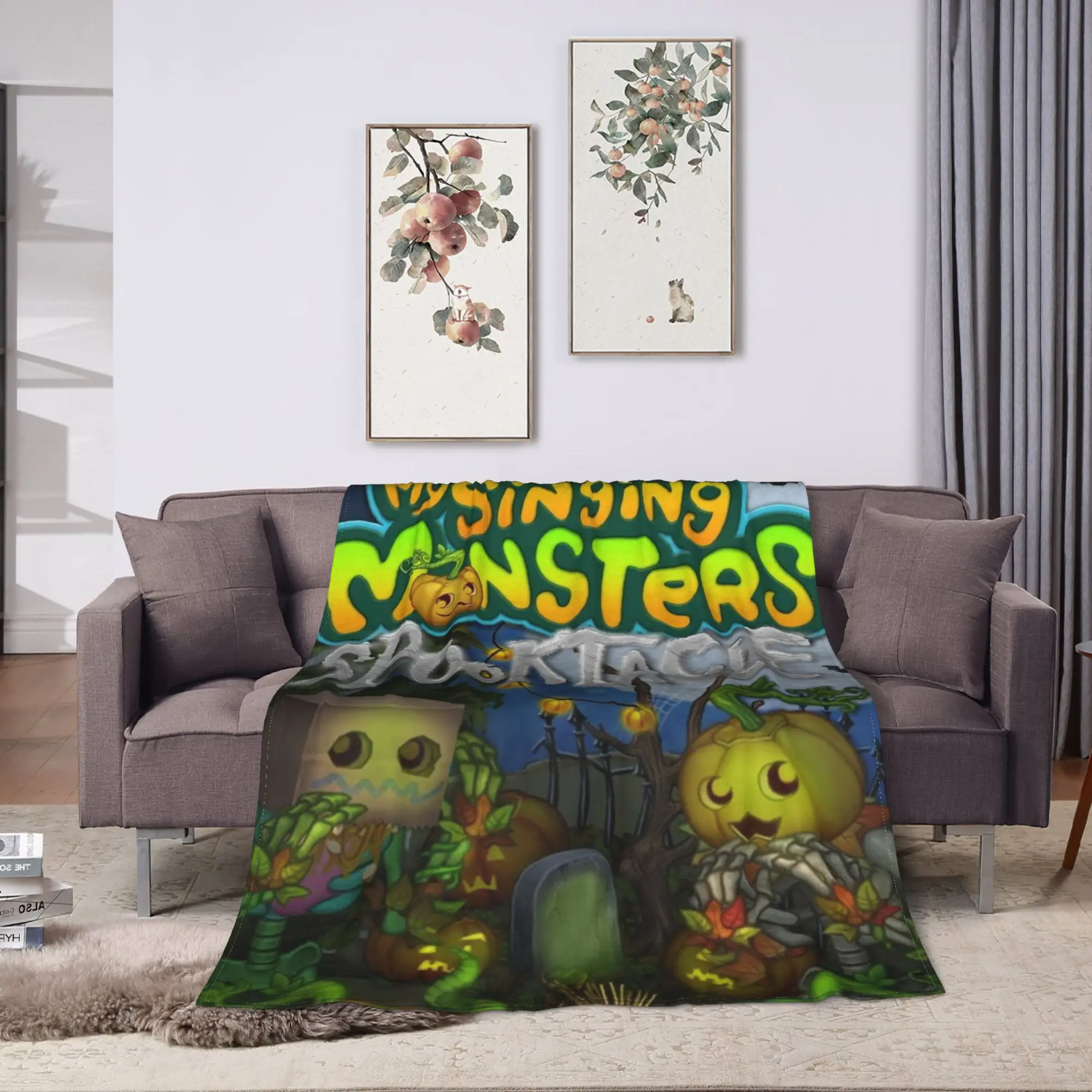 SPOOKTACLE My Singing Monsters Blanket Quality  Warm  Throw Blanket Winter Airplane Travel Couch Chair Sofa Bed Fluffy Bedspread