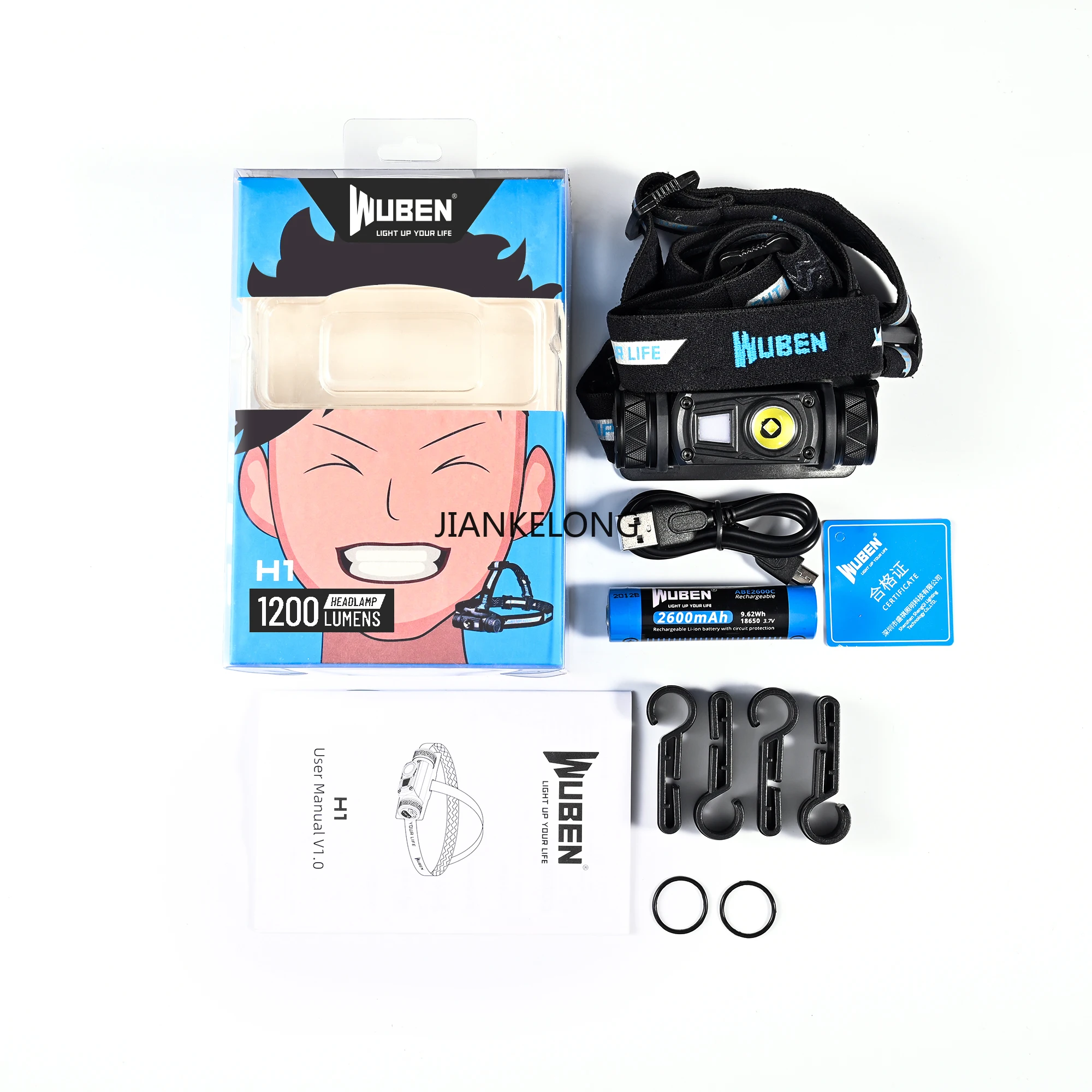 Wuben H1 كشافات أمامية قوية للشحن في الهواء الطلق فائقة السطوع لصيد الأسماك الليلية وخفيفة الوزن وعمر بطارية طويل