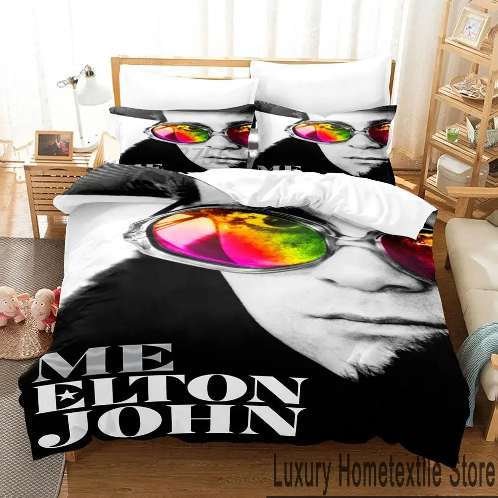 3D Print Popular Elton John Bedding Set,Duvet Cover Bed Set Quilt Cover Pillowcase,King Queen Twin Size Boys Girls Adults