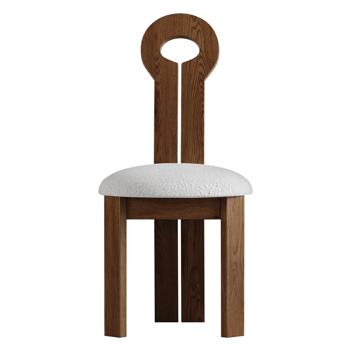 

Solid wood dining chair, white wax wood, medieval Nordic 2025 cream style solid wood dining chair