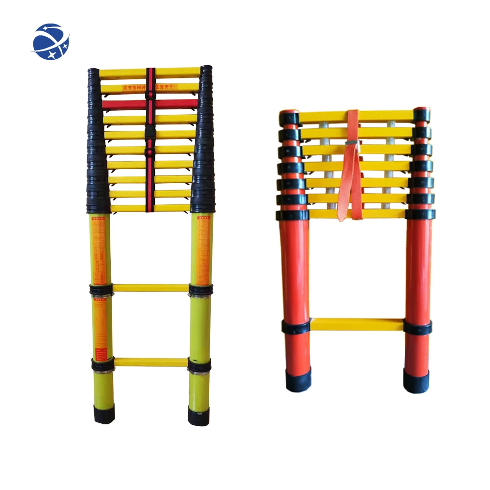 YYHCExcellent High Quality light weight adjustable Frp Fiberglass Telescopic Folding Step Ladder