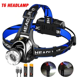 T6  Headlamp  High Powerful Flashlight Lantern Use 2 18650 Battery Headlamp Led Camping Ultra Fishing Rechargable Torch Lamp