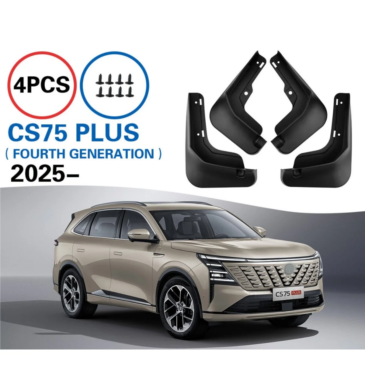 

New Model Wearproof Black PP Front Rear 4pcs Car Fender for CS75 PLUS 2025 Car Splash Guard Mud Flap Accessories