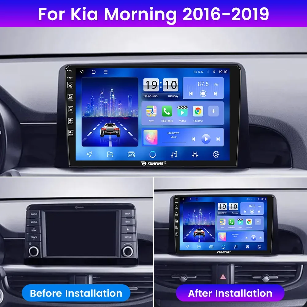 Android Car Radio For Kia Morning 2016-2019 Car Stereo 2Din Octa Core GPS Navigation Player IPS Screen Carplay Android Auto