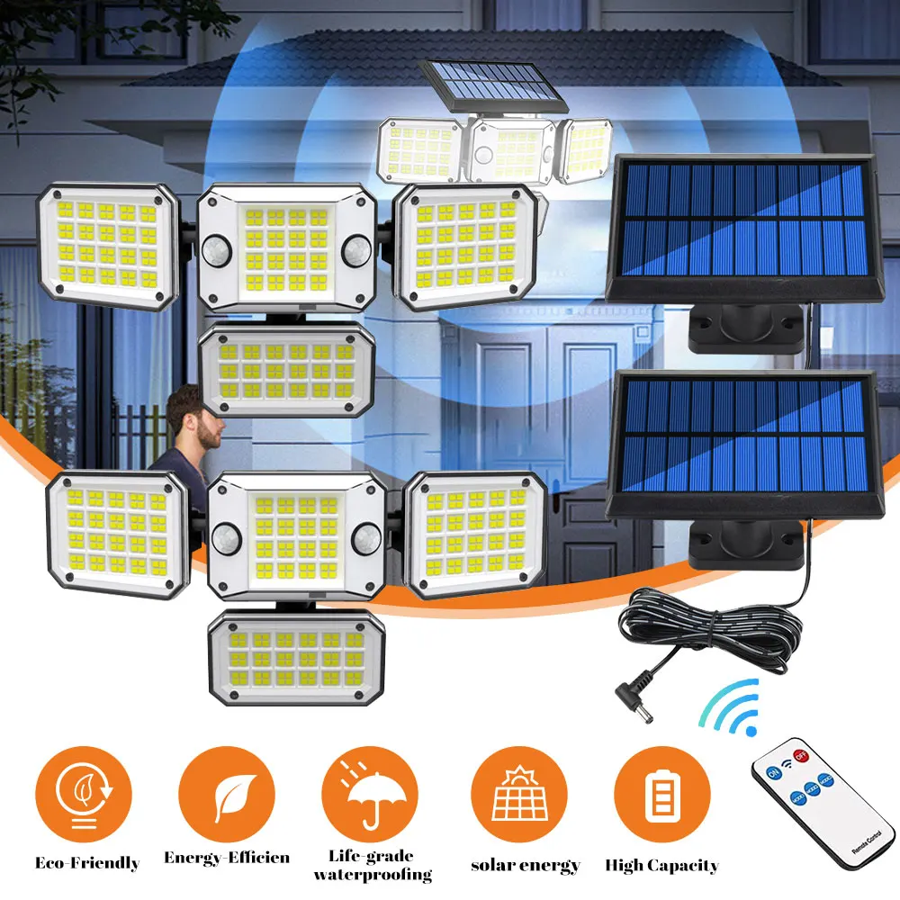 أضواء الجدار LED القوية في الهواء الطلق مصباح للطاقة الشمسية فناء الجدار مصباح جسم الإنسان التعريفي حديقة شرفة باب المرآب إضاءة الشوارع