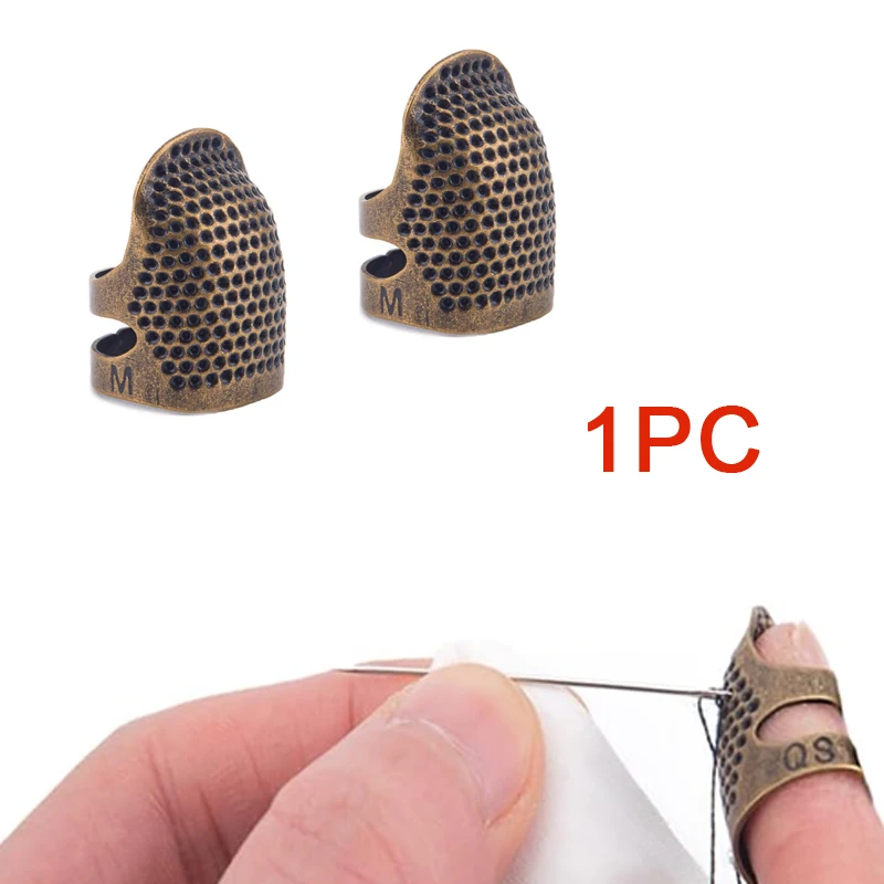 1pc Adjustable Vintage Sewing Thimble Handmade Non-slip Embroidery against Ring Vintage Needle Presser Needle Hoop Finger Holder