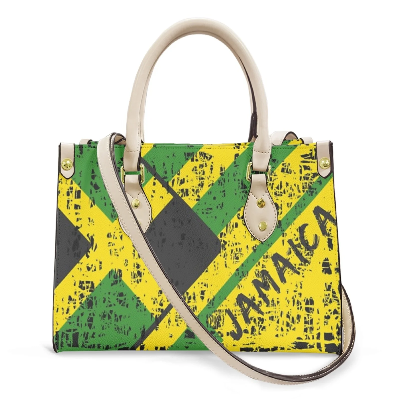 

Belidome Jamaica Flag Design Luxury Handbag for Women PU Leather Top Handle Satchel Shoulder Bags Messenger Tote Bag for Ladies