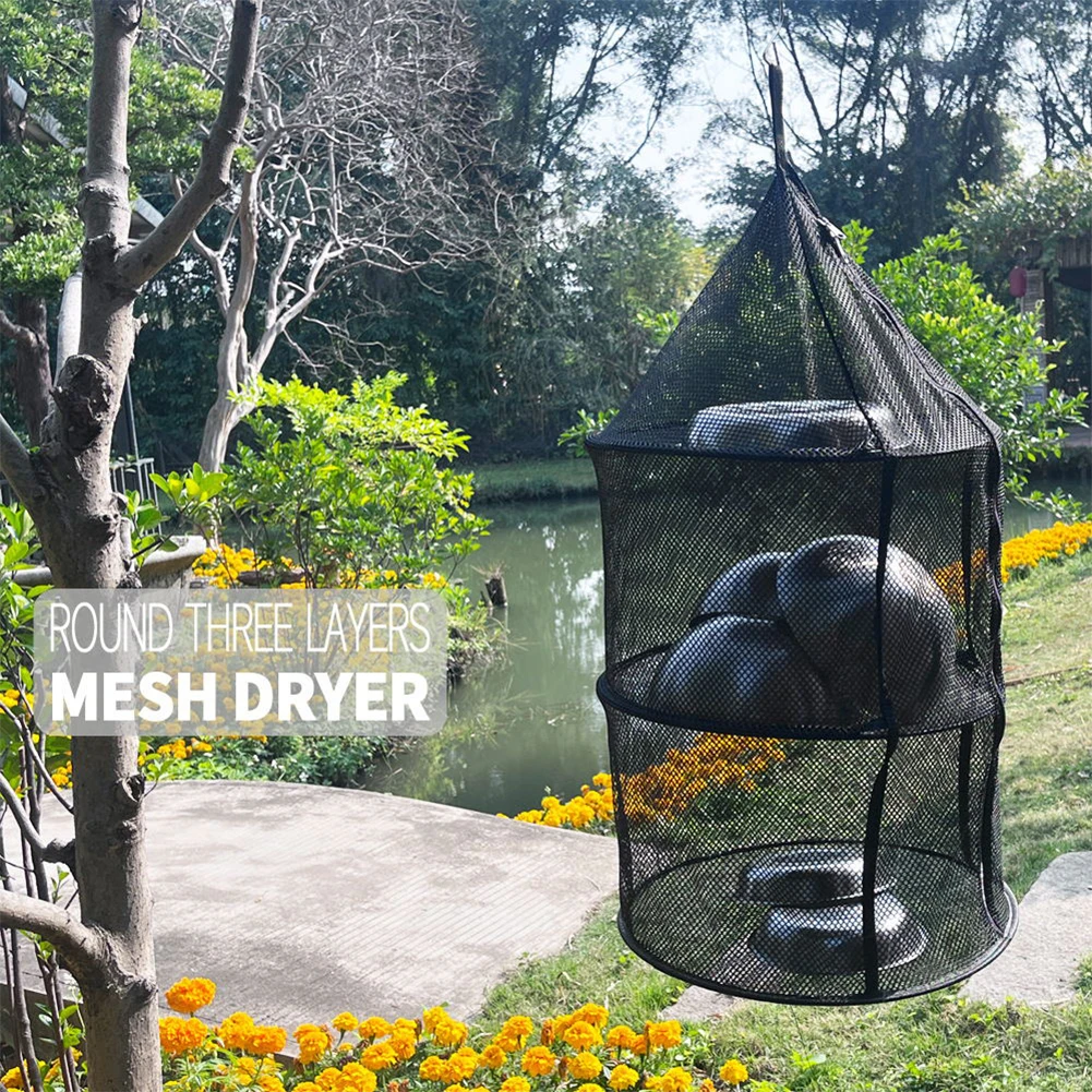 

Drying Rack 3 Layers Hanging Drying Fish Net Folding Fish Mesh Foldable Nylon Netting For Shrimp Fish Fruit Vegetables Herb