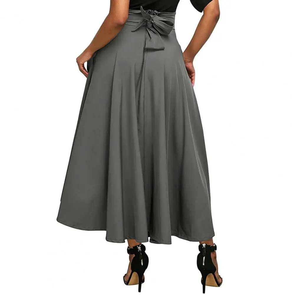 

Elegant Vintage Women Skirt Summer Korean Style Solid Elastic High Waist Midi Long Skirt Female Office Ladies Wear Work Leisure