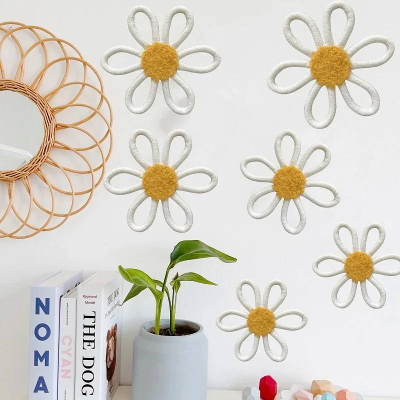 Böhmische Gänseblümchen-Blumen-Wandkunst: Handgefertigte gewebte Hängedekoration, perfekt für die Verbesserung des Schlafsaals im Kinderzimmer, im Badezimmer, im Heimbüro
