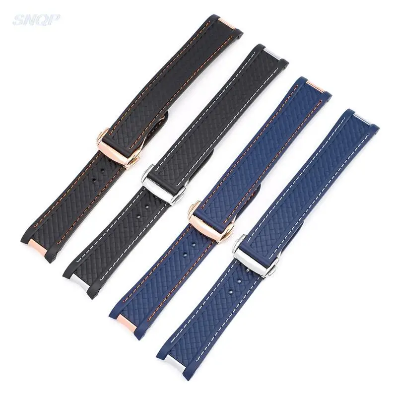 20mm Rubber Silicone Strap for Omega Seamaster 300 AT150 Aqua Terra Watch Band Men Stainless Steel Folding Buckle Wrist Bracelet