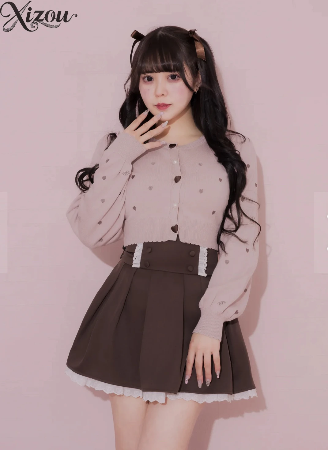 

2025 Japanese Women Skirt Summer High Waist Solid Color Lolita Casual Multi-layer Lace Bow Pleated Y2K Short Skirts Button Slim