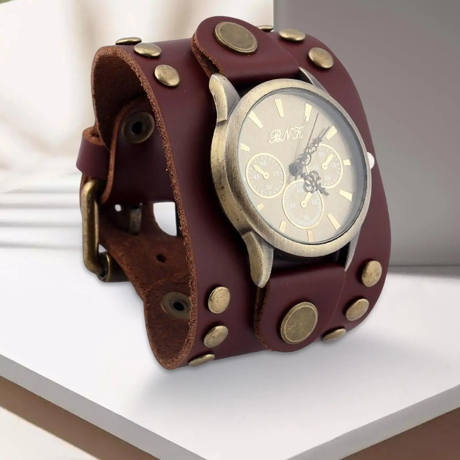 Retro Genuine PU Leather Pointer Watch Bracelets Punk Professional Elegant Valentine\'S Day Gift