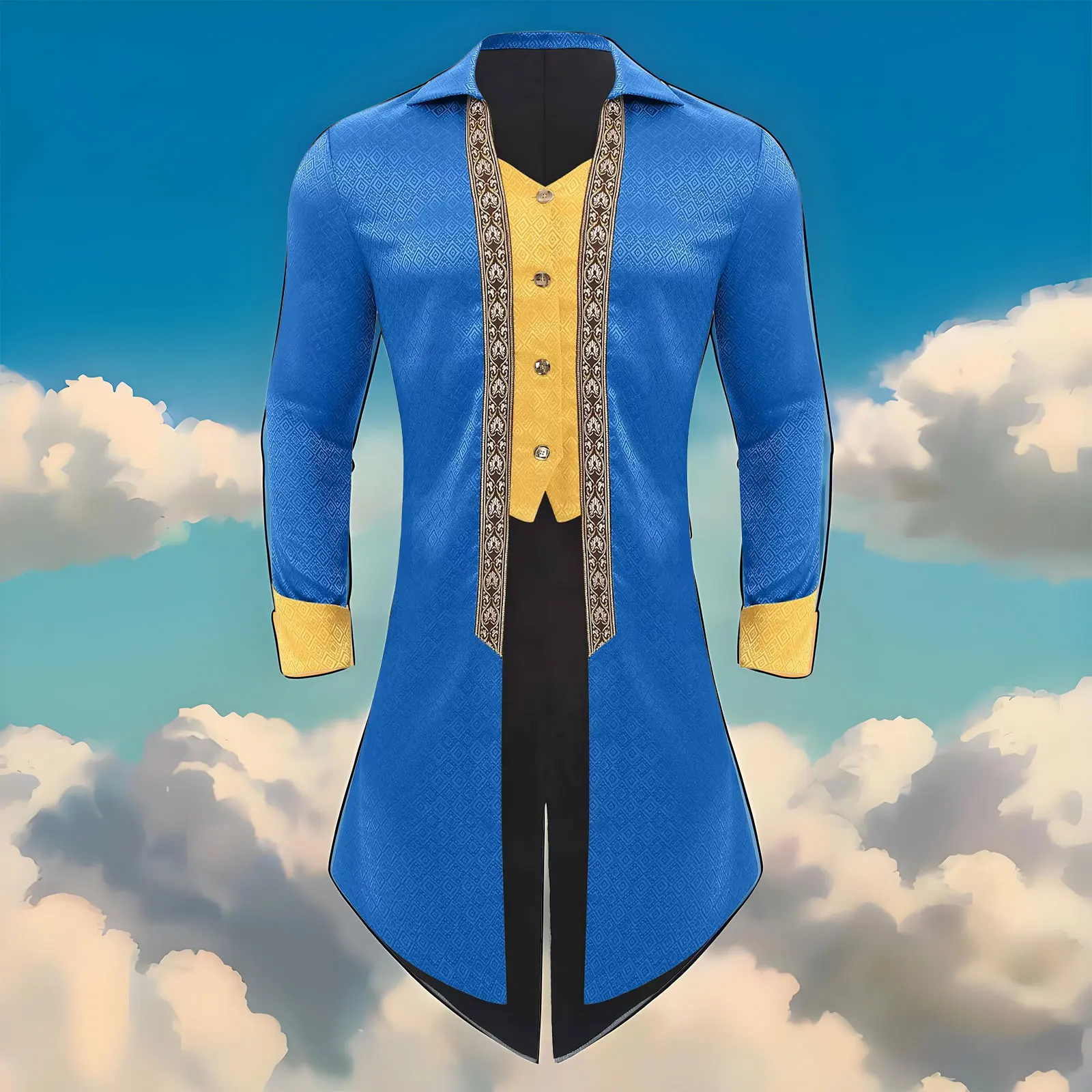 

Men Vintage Victorian Gothic Tailcoat Coat Medieval Renaissance Steampunk Tuxedo Jacket Pirate Vampire Cosplay Halloween Costume