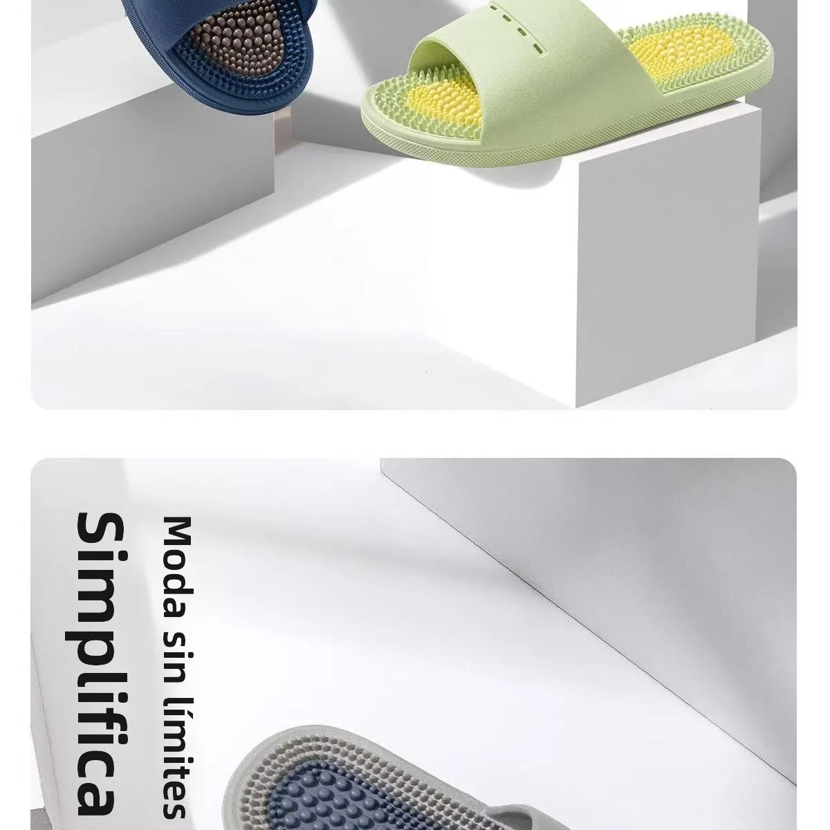 Pantuflas de Masaje para Hombre, Antideslizantes, para Interiores, Baño, Estilo Simple, Material de PVC, Cómodas, para Verano