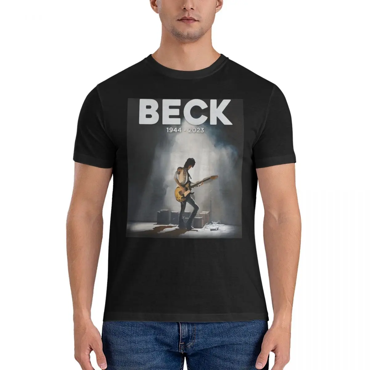 With The Jan Hammer Group Live T Shirts Men Pure Cotton Unique T-Shirt Round Collar Jeff Beck Tees Short Sleeve Clothes Birthday