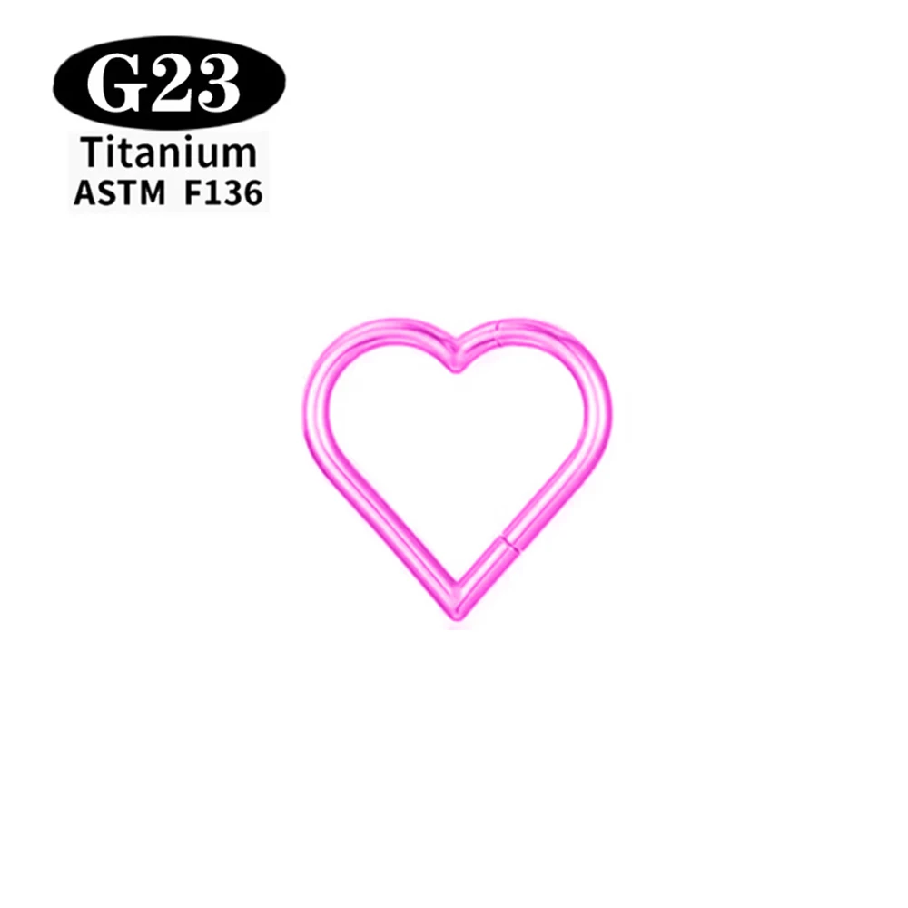 ASTM F136 G23 Titan Herz-Nasenring Ohrring Creolen Eloxierter Piercing-Schmuck-Set für Ohrknorpel, Tragus, Helix, Conch, Daith – Detail 6