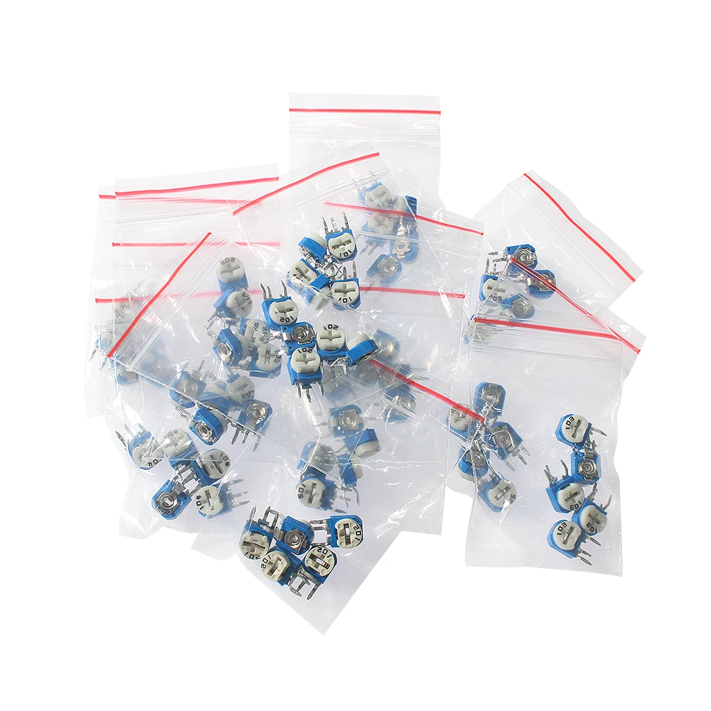 65PCS Trimmer Potentiometer RM063 Adjustable Resistance 100R~1M Potentiometers 1K 5K 10K 20K 50K 100K 500K 1M Variable Resistors