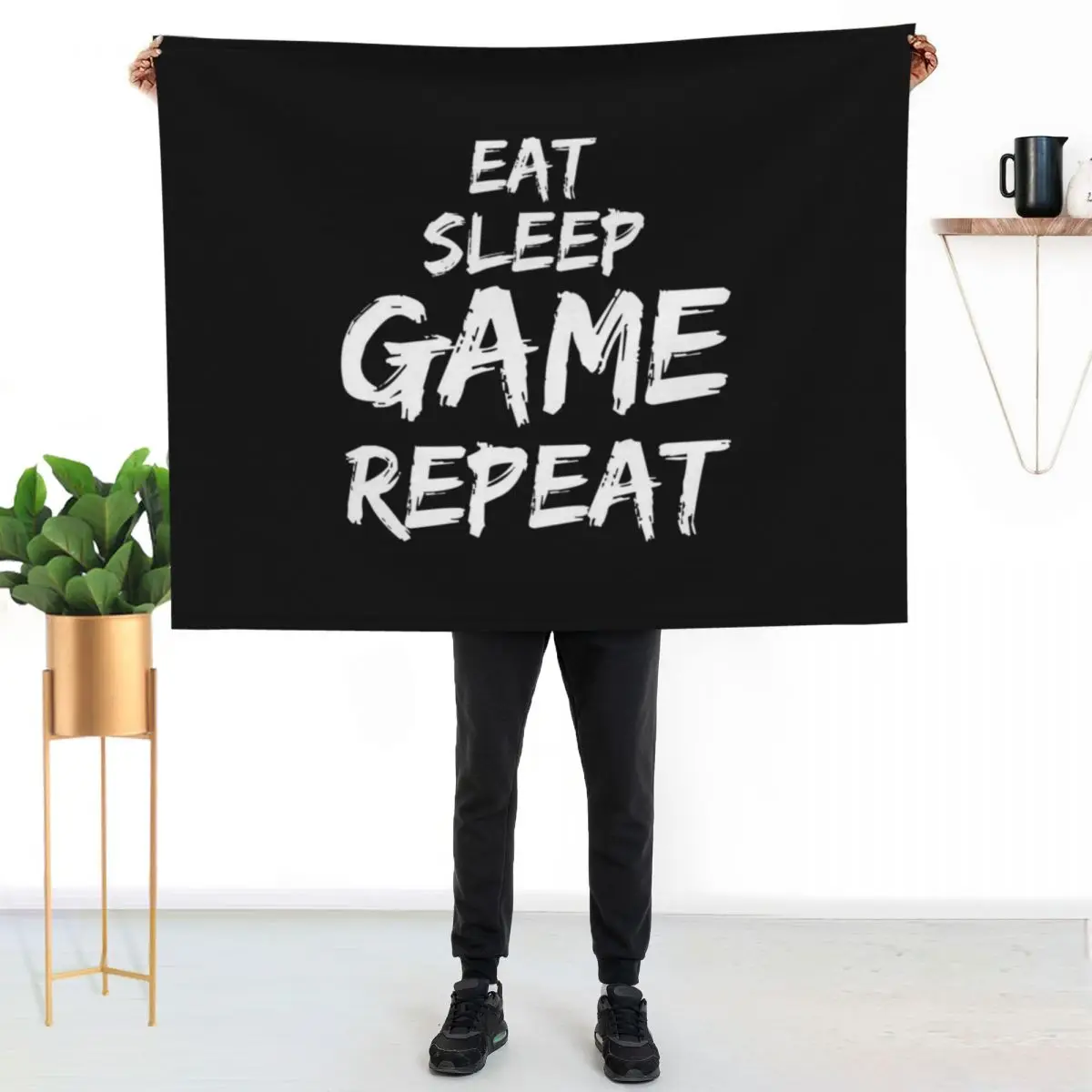 Eat Sleep Game Repeat Throw Blanket Stuffeds Furry Plush funny gift Decorative Throw for sofa Blankets