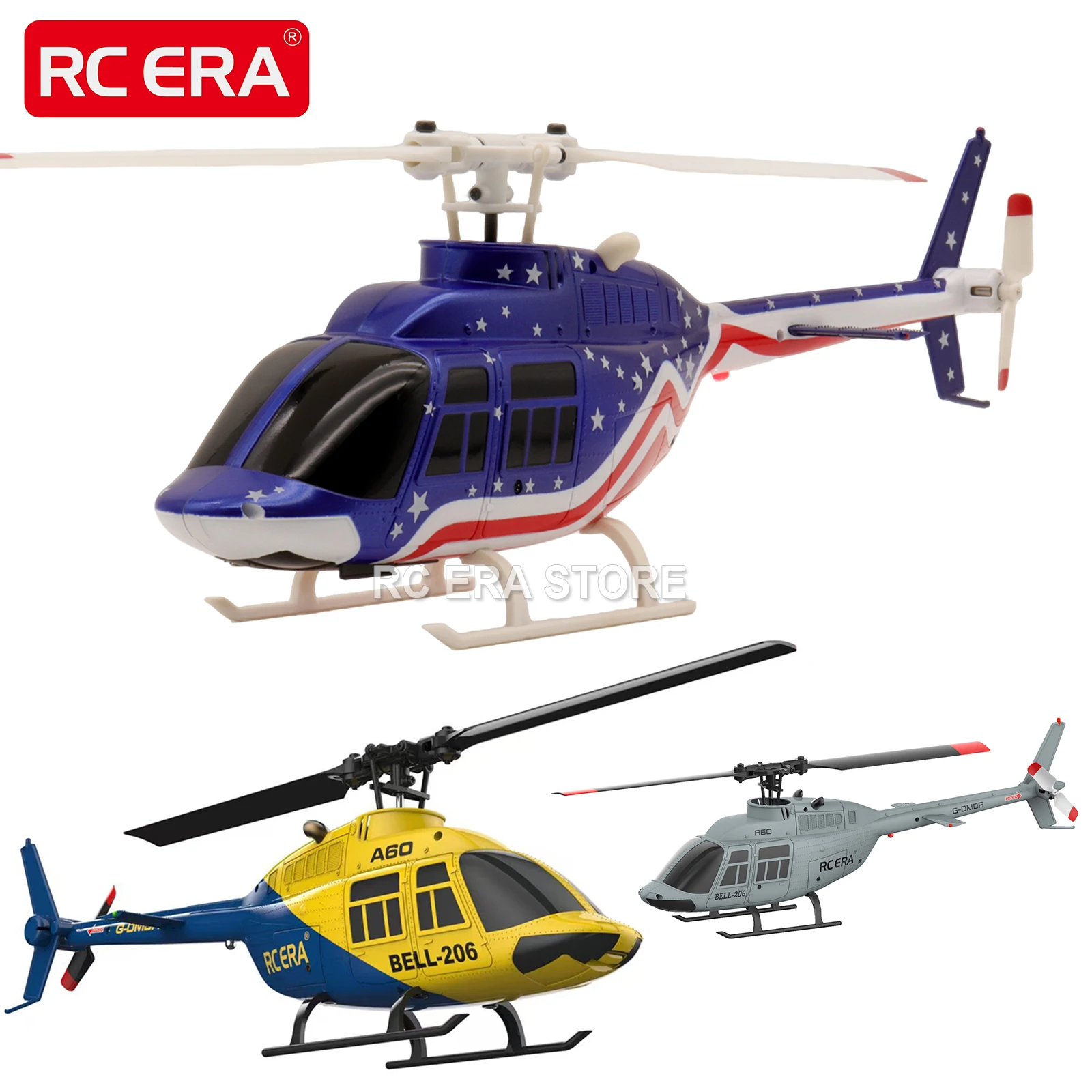 RC ERA A60 Mini Bell206 RC Helicopter 2.4G 6-Aixs Gyroscope 4CH Altitude Hold Remote Control Plane Toys For Adult Gift