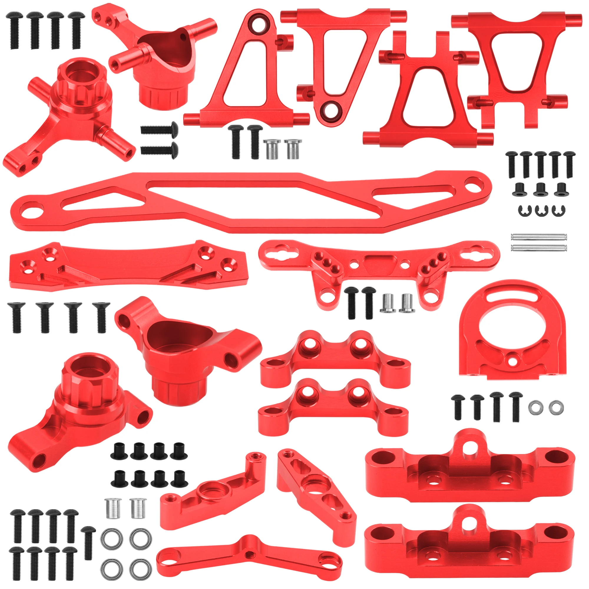 

Metal Steering Knuckles Kit A-Arms Suspension Arm Motor Mount Shock Tower Upgrade Parts Set for Tamiya TT-02 1/10 RC Car