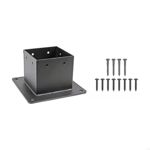 Rusts Proof Black Metal Brackets Wooden Post Base for Durability Pergolas Support and Deck Railing Installation