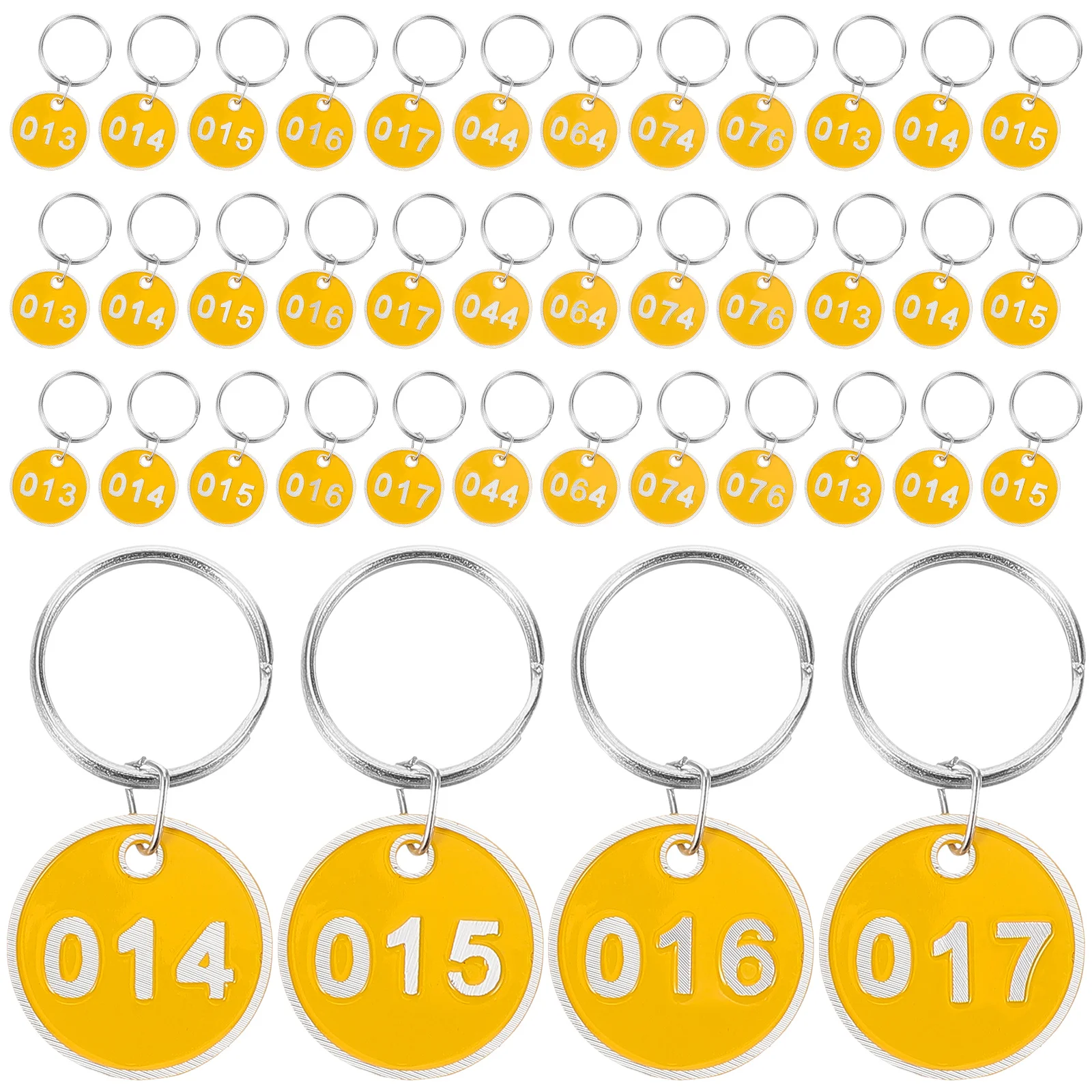 

1 Set Aluminium Storage Tags Metal Numbers Plates Luggage ID Tags Key Ring Labels (Yellow, Number 1-100, 1Pc/Each Number)